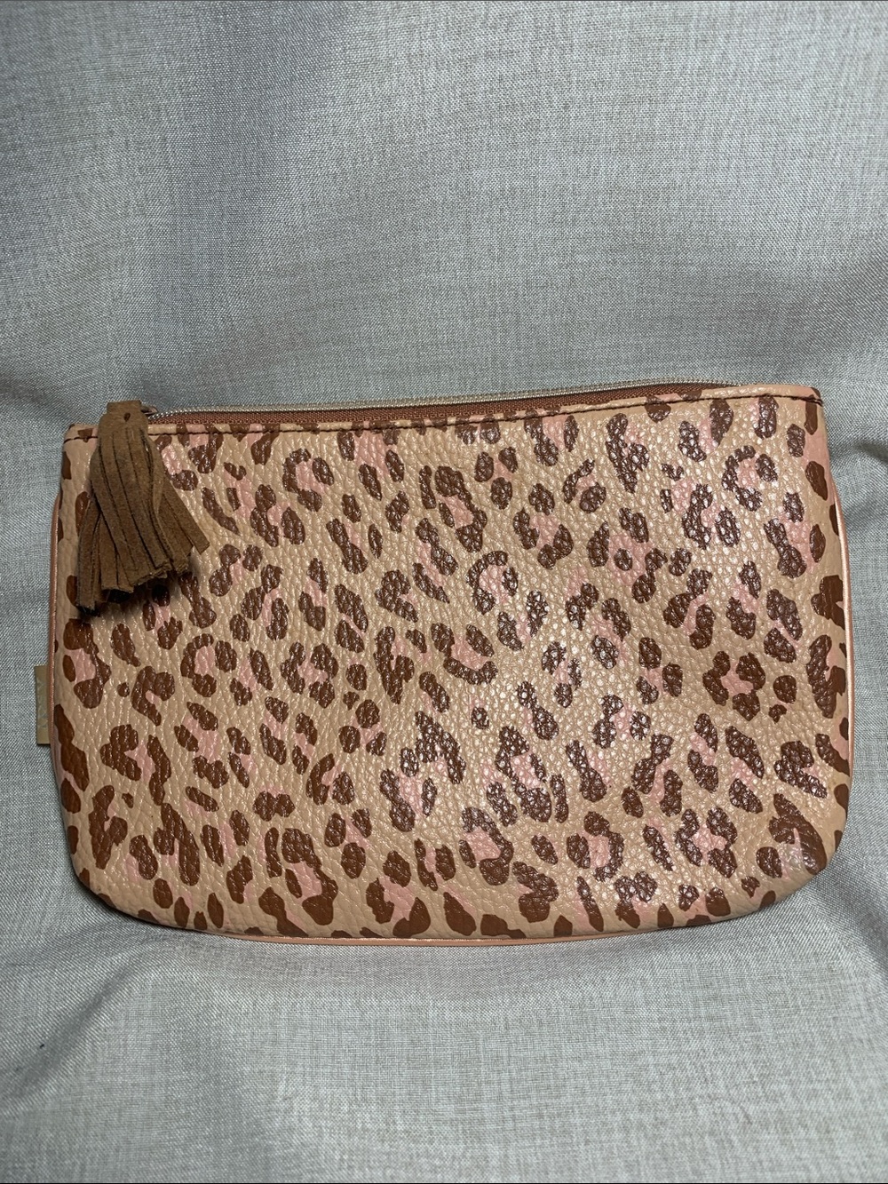 Ipsy Leopard Print Zip Pouch Clutch - Brown and Tan